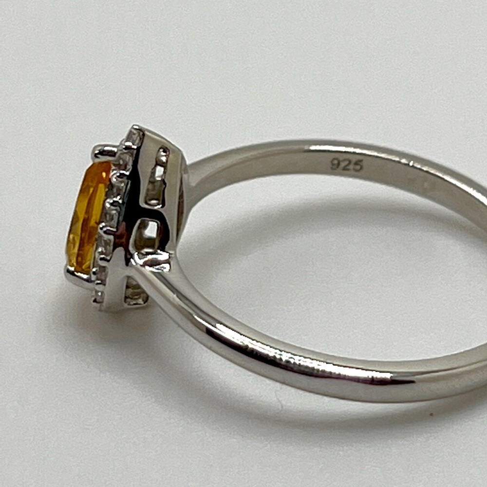 Sale $36 Firm! .925 Sterling Silver Natural Citrine & Cz Ring - Picture 13 of 15